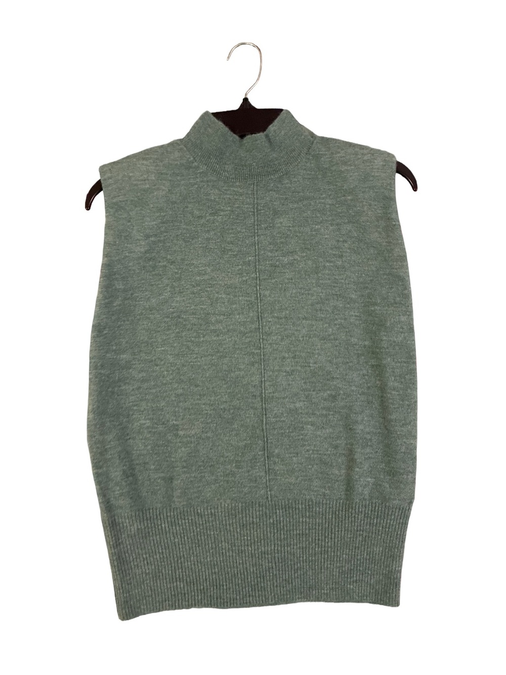 Elan Sage Green Sleeveless Turtleneck Sweater, Size S